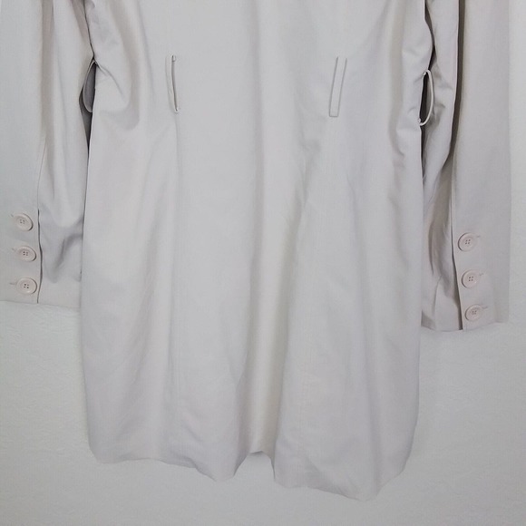 New York & Company Beige Ruffle Notch Collar 4 Button Belted Trench Coat XL - Picture 9 of 16